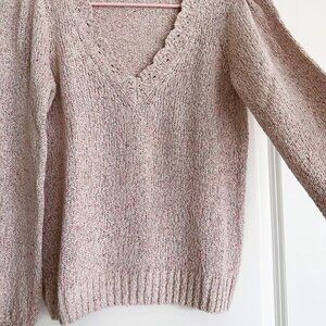 Paige Women's Cotton Silk Blend V-Neck Sweater - Pink Multi, Size S